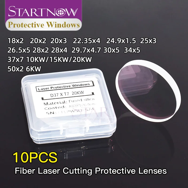 10 Stück Faserlaser-Schutzlinse 18 x 2 20 x 2 24,9 x 1,5 27,9 x 4,1 30 x 5, 37 x 7 1064 nm optische Linsen Protec Windows-Objektiv Image