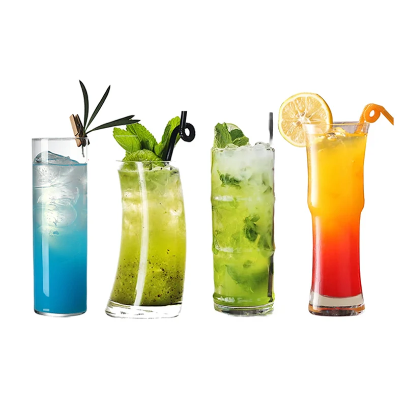 Bleifreies, kreatives Kristallglas-Longdrinkglas, Collins-Tumbler, Trinkgläser für Wasser, Saft, Bier und Cocktails Image