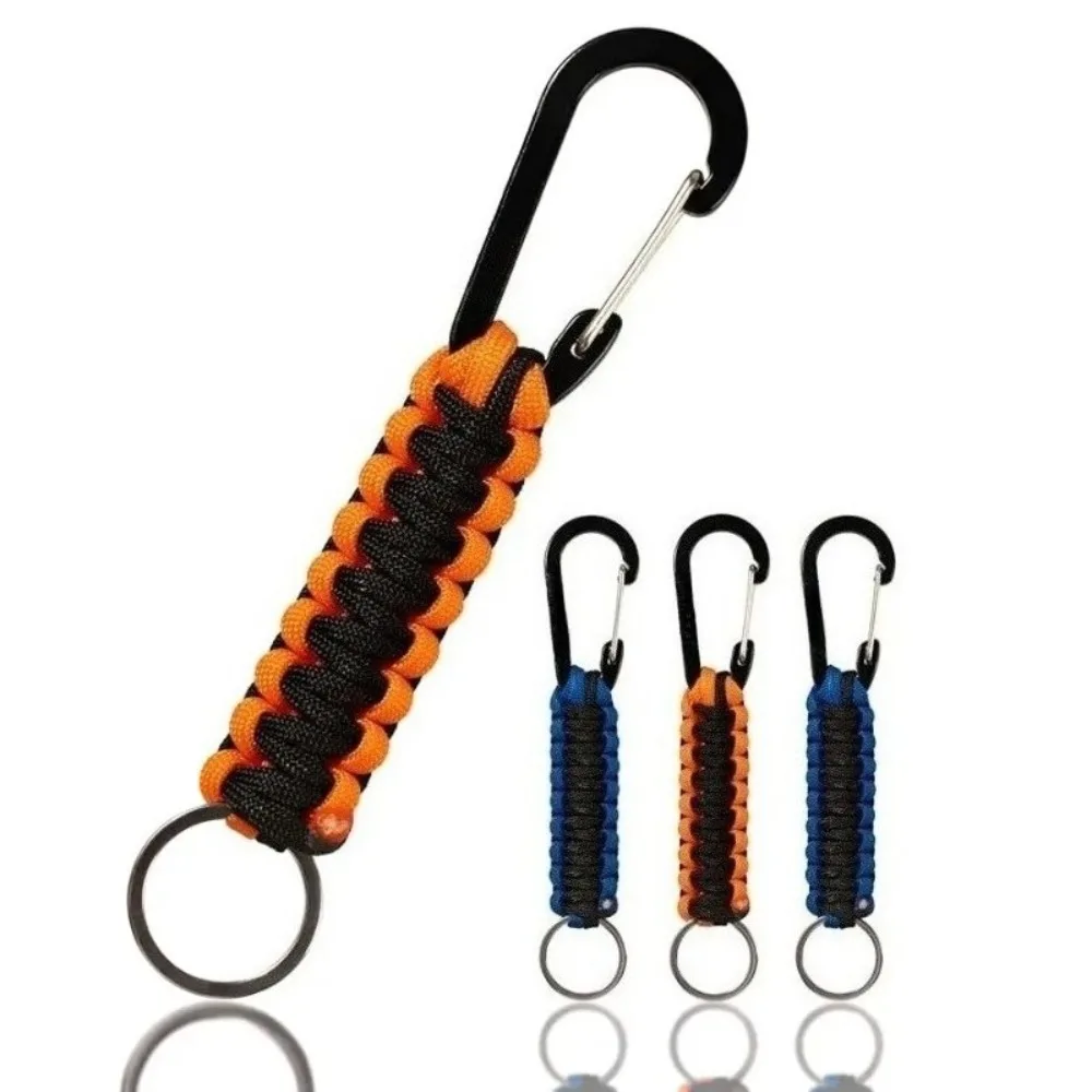 Fabrik-Direktverkauf, handgefertigter gewebter Paracord-Schlüsselanhänger, Aluminium-Schnellverschluss-Paracord-Karabiner, Laser-Logo-Schlüsselanhänger Image