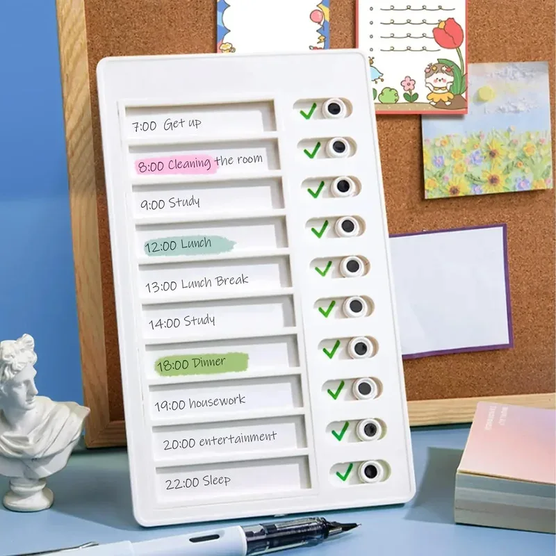 1 Packung Aufgabentabelle für Kinder mit 10 Papiern, Aufgabentabelle aus Kunststoff, Checklistentafel, To-Do-Liste für die Planung zu Hause, Blankopapier Image