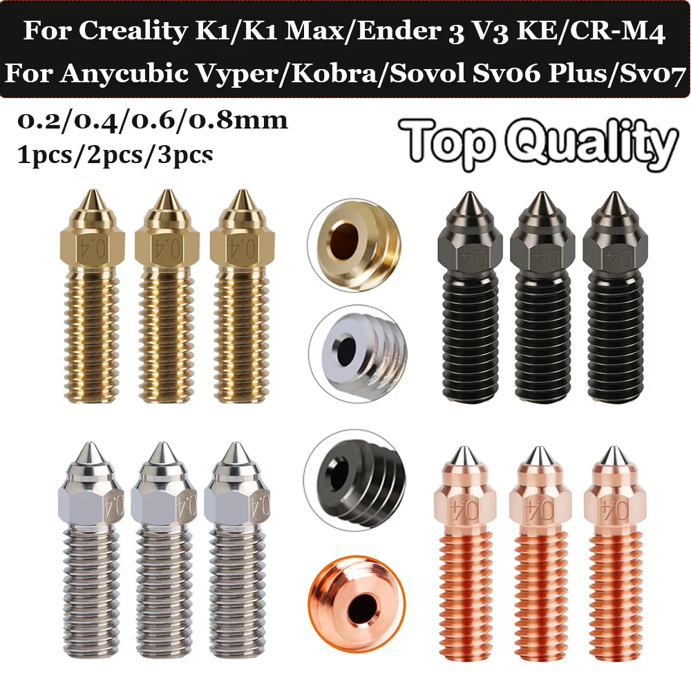 Düsen für Creality Ender 3 V3 KE/ K1/ K1 Max/ CR-M4. Hochwertige, verkupferte Bimetall-Vulkandüse aus gehärtetem Messing Image