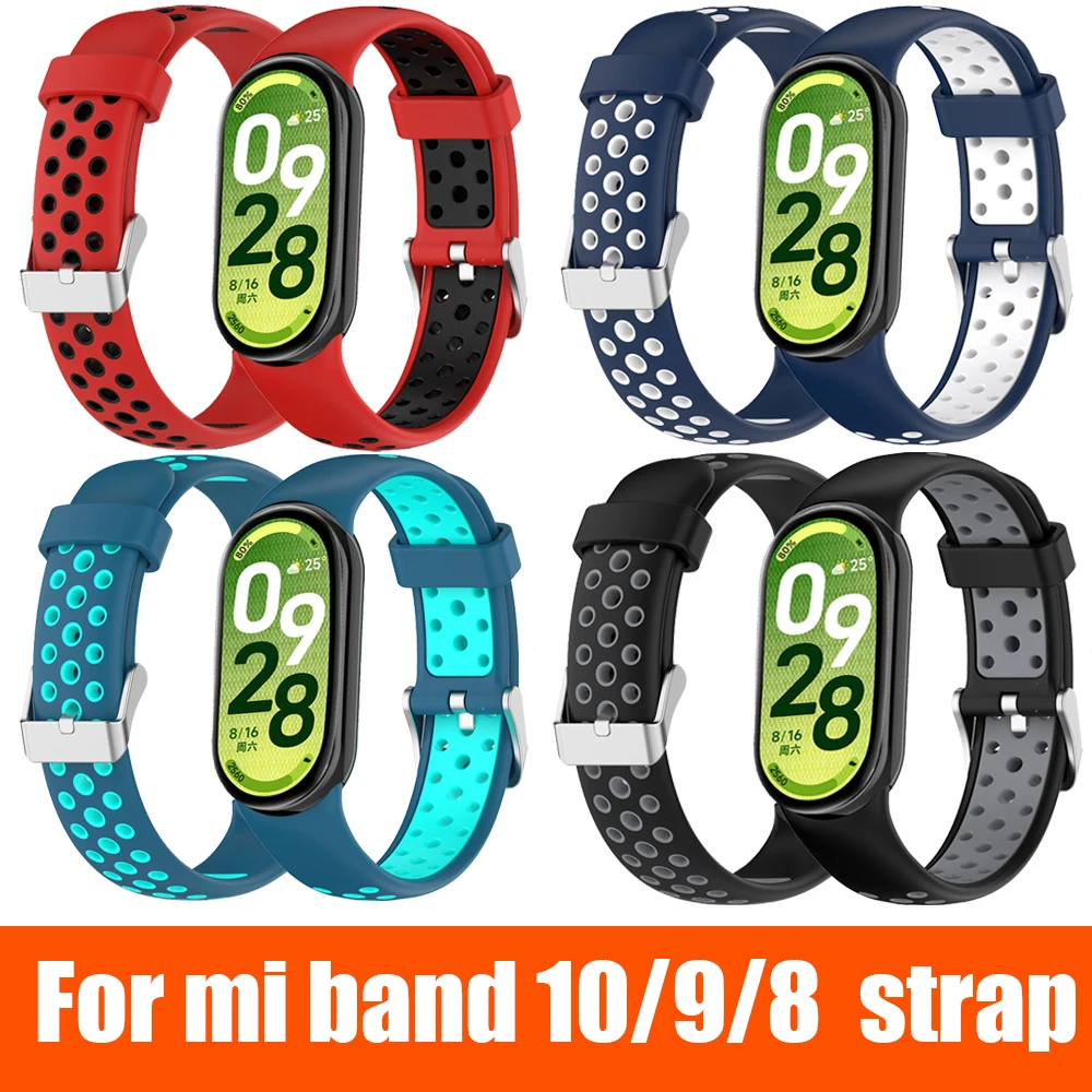 Sportarmband für Xiaomi Mi Band 10 9 8 Armband Zweifarbiges Silikonarmband für Miband 9 8 Armband Miband 10 Ersatzarmband Image