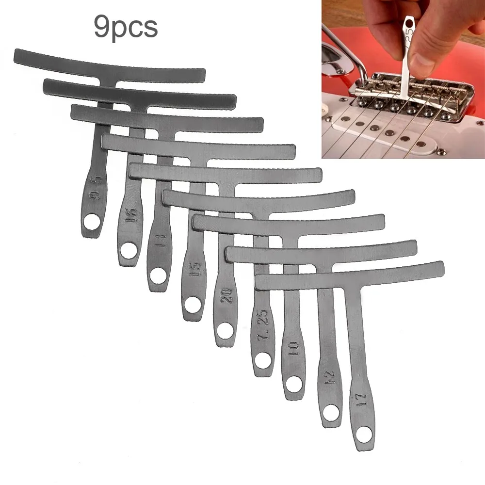 9 stücke Edelstahl Gitarre Unter String Radius Gauge Hals Kerb Gerade Kante Builder Messen Gitarre Zubehör Teil Image