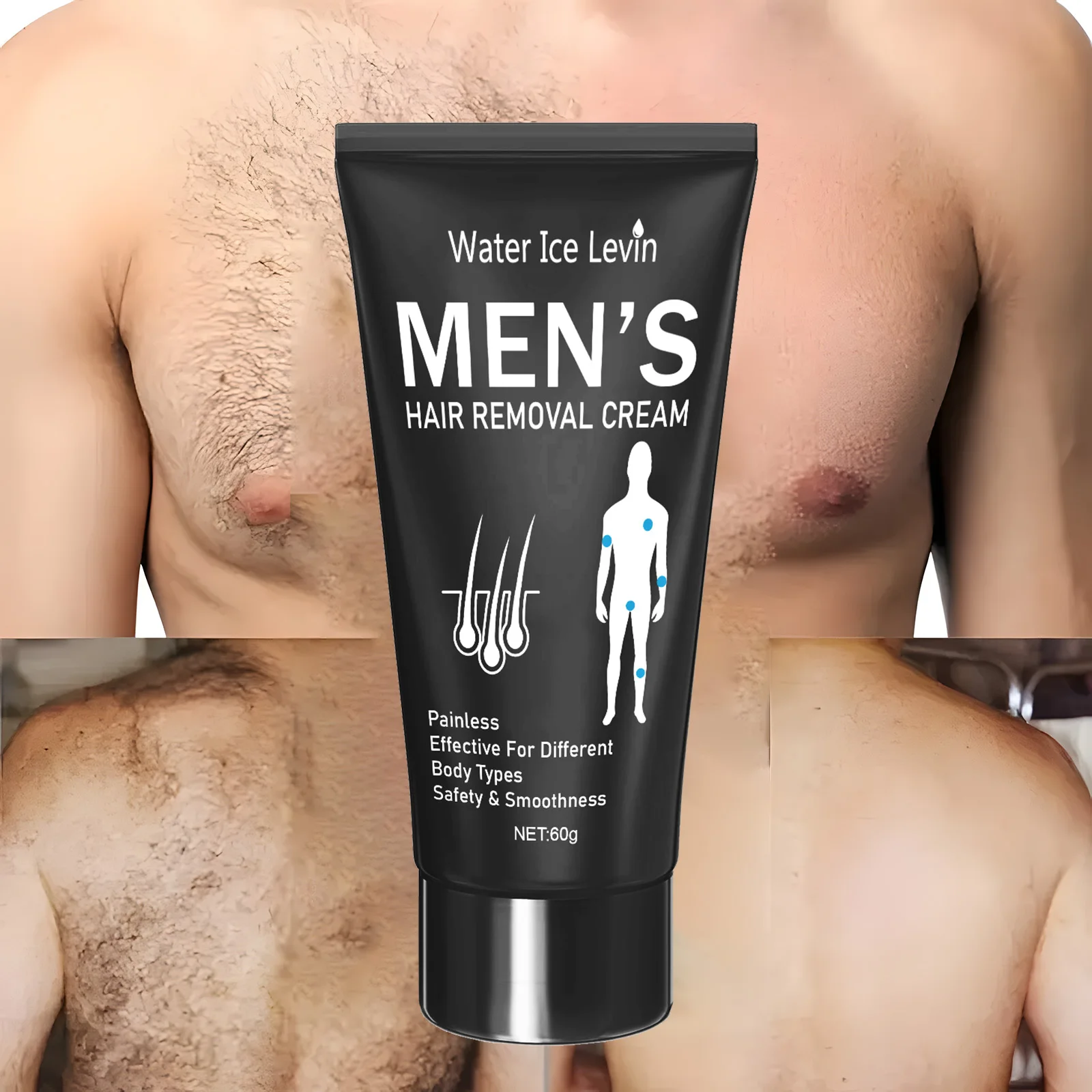 60 g Haarentfernungscreme für Männer und Frauen, schmerzlos, schnell, völlig, glatt und erfrischend, Selbstvertrauen neu gestalten, genießen Sie seidige Haut Image