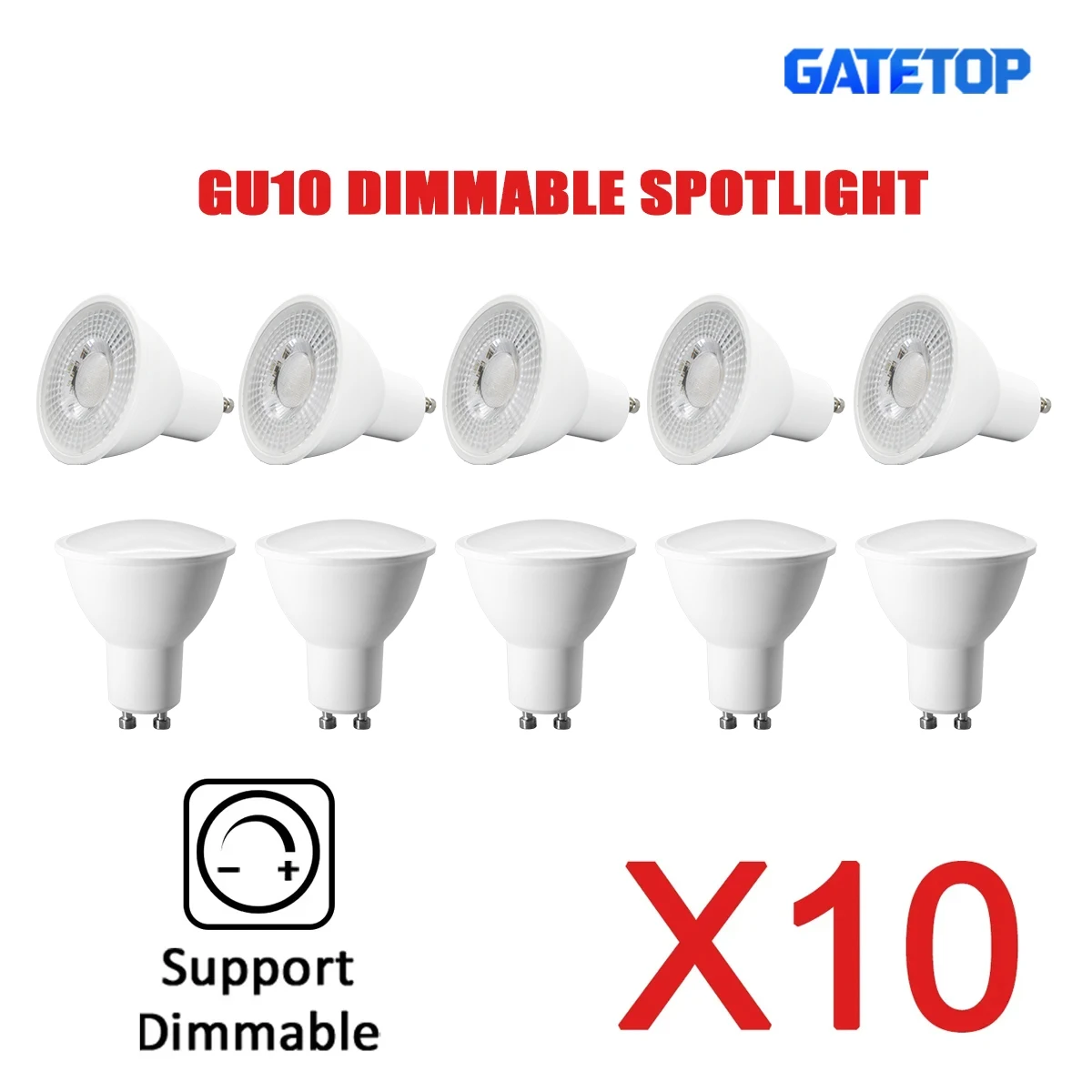 10 Stück 3 W 5 W 6 W 7 W dimmbares LED-GU10-Spotlicht, AC220 V, energiesparende Dimmbirne, Beleuchtung kann die 30 W 50 W Halogenlampe ersetzen