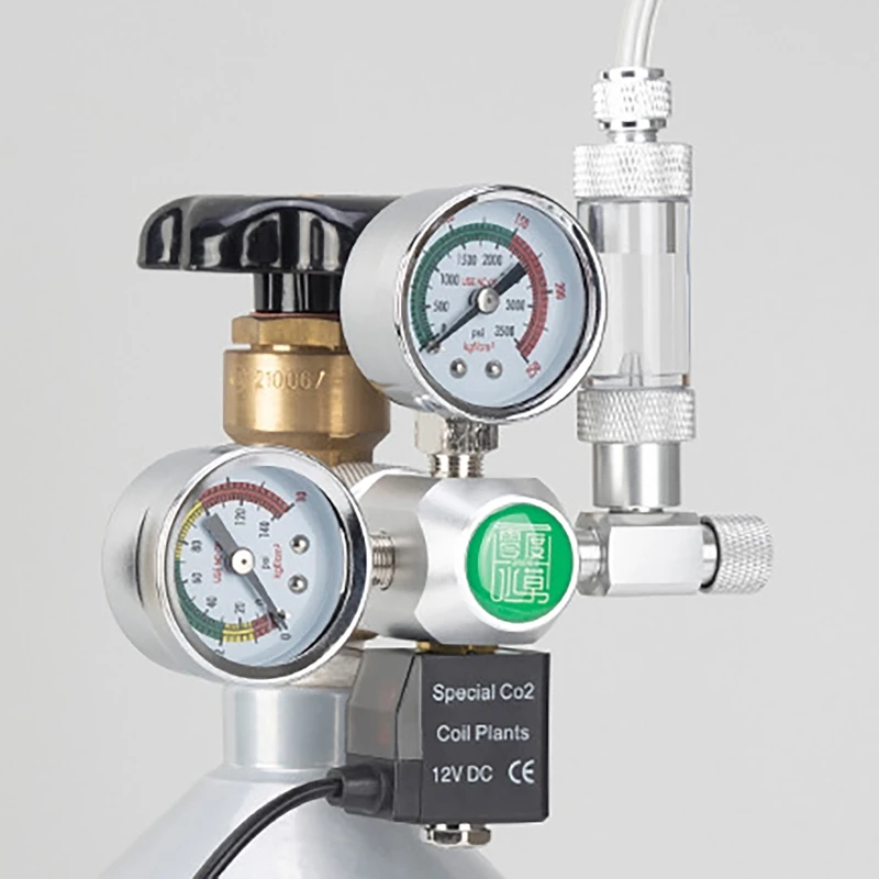 Aquarium CO2-Regler mit Magnetventil, DIY Blasenzähler-Kontrollsystem, Reaktions-Doppelmanometer, CO2-Druckminderer für Fischbecken Image