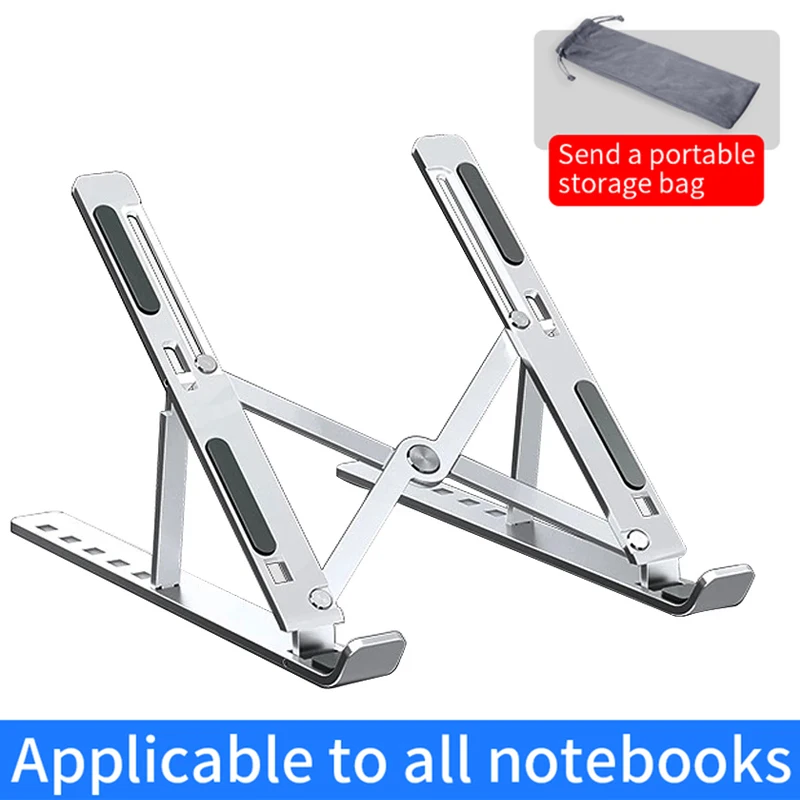 Laptop-Halter aus Aluminiumlegierung, verstellbar, faltbar, tragbar, für Notebook-Computer, Halterung, Heben, Kühlung, Halter, rutschfest Image