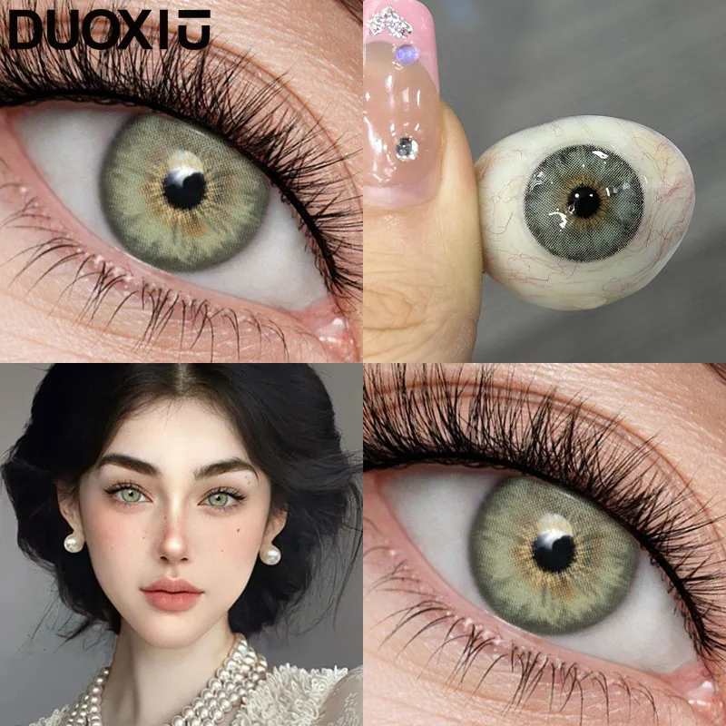 DUOXIU 1 Paar farbige Kontaktlinsen für Augen, Kosmetik, Iris-Kontaktlinsen, Grün, Braun, hochwertige natürliche Kontaktlinsen