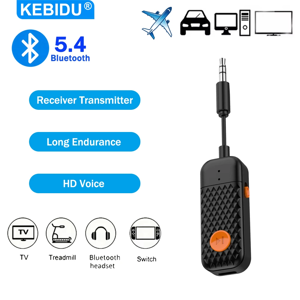 Bluetooth 5.4 Empfänger Sender 3,5mm Aux 2-in-1 Kabelloser Audio-Adapter für TV Kopfhörer Autoradio Flugzeug MP3-Player Lautsprecher Image
