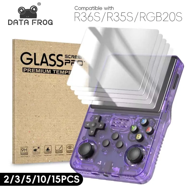 Daten Frosch 2/3/5/10/15 stücke Gehärtetem Glas Film Für R36S 3,5 Zoll spiel Konsole Screen Protector Abdeckung Film Für R35S Spiel Handheld Image