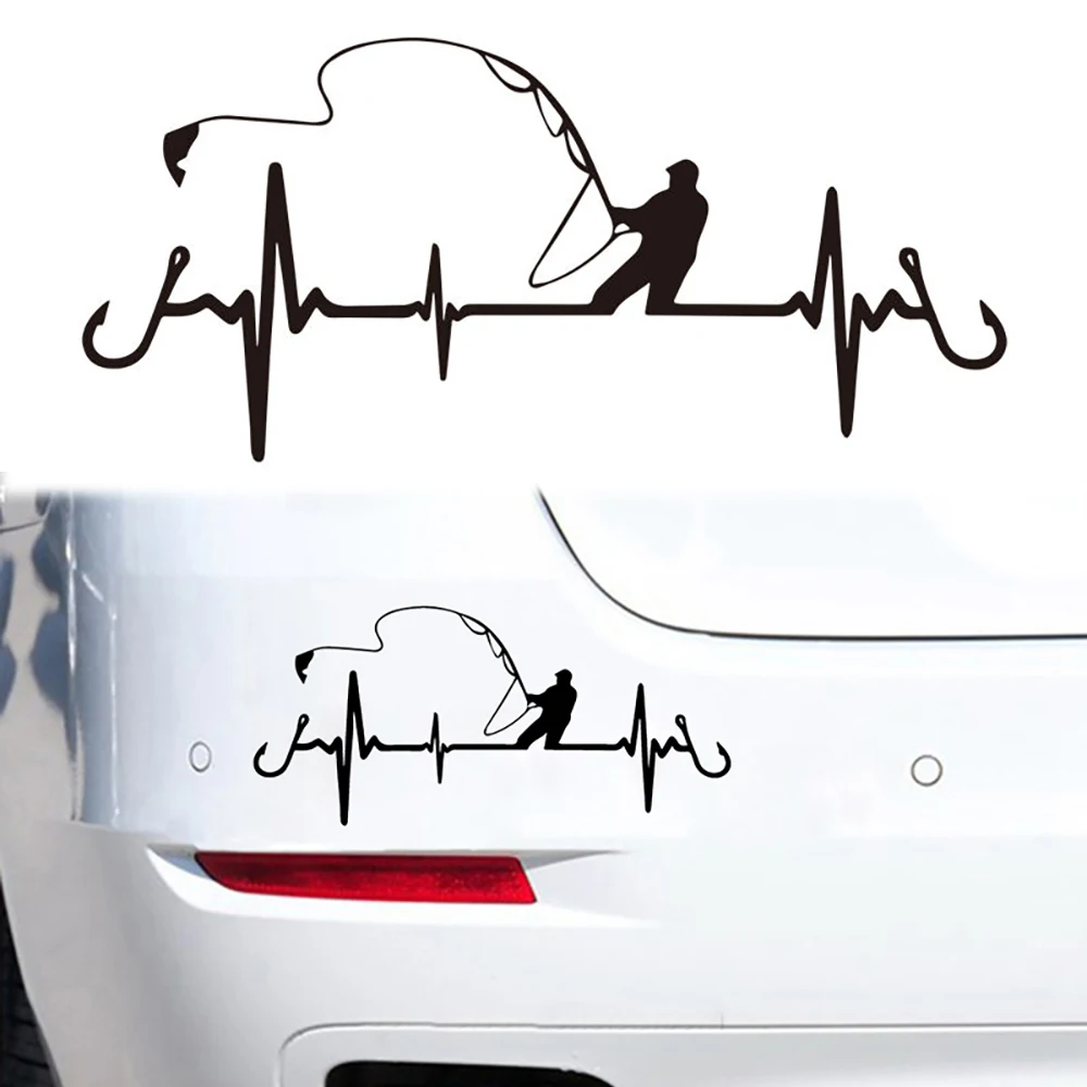 Angeln Herzschlag Auto Aufkleber Aufkleber, wasserdicht Vinyl Aufkleber Auto Fenster Stoßstange Aufkleber Kofferraum Aufkleber Auto Seite Körper Aufkleber Image