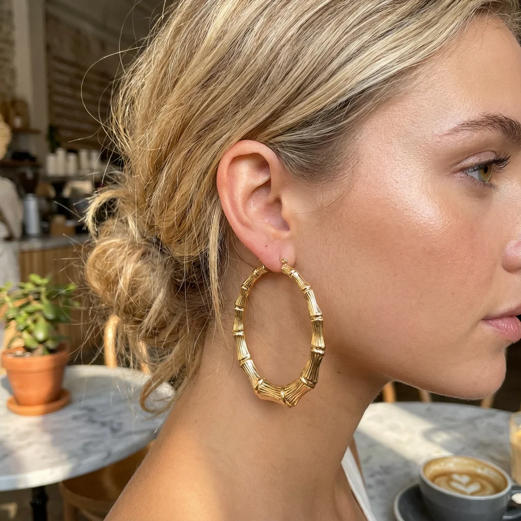 Boho Stil Große Kreis Bambus Joint Creolen Set für Frauen Goldene Silber Farbe Ohrringe Mädchen Party Schmuck Zubehör Image