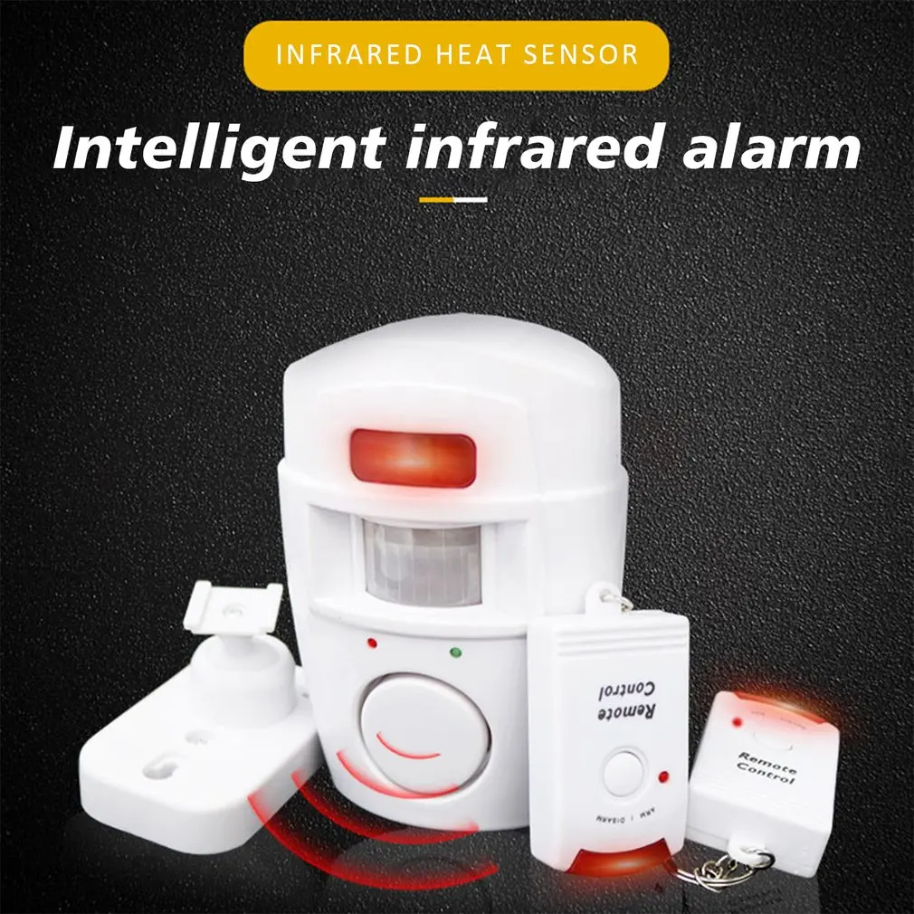 Drahtloser ferngesteuerter Mini-Alarm mit IR-Infrarot-Bewegungsmelder und 105 dB lauter Sirene für die Diebstahlsicherung zu Hause