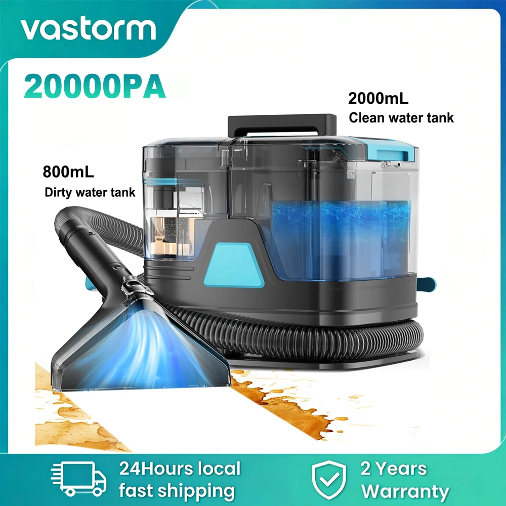 Vastorm C8 20KPa Teppichreiniger Handgerät mit Sprüh- und Saugfunktion Fleckenreiniger Tiefenreinigung Haustierfleckenreiniger mit Doppel-Wassertank Image
