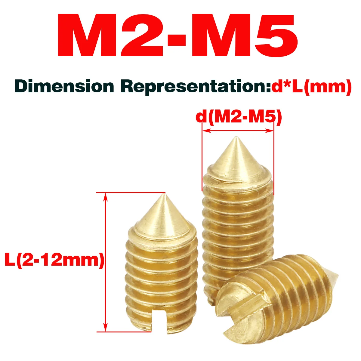 Messing geschlitzte Maschine Schraube/Kupfers pitze kopflose Schraube/Set Schraube M2-M5 Image