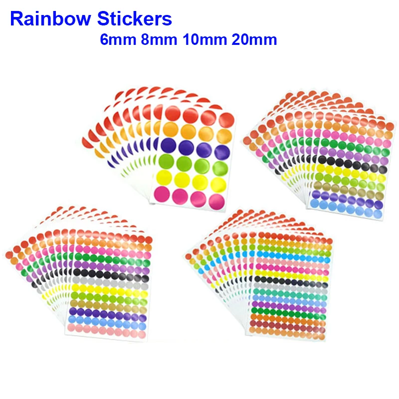 6 mm, 8 mm, 10 mm, 20 mm, runde Punktkreise, Siegelaufkleber, Papieretiketten, farbige Punktaufkleber, selbstklebendes Paketetikett, Party-Dekoration Image