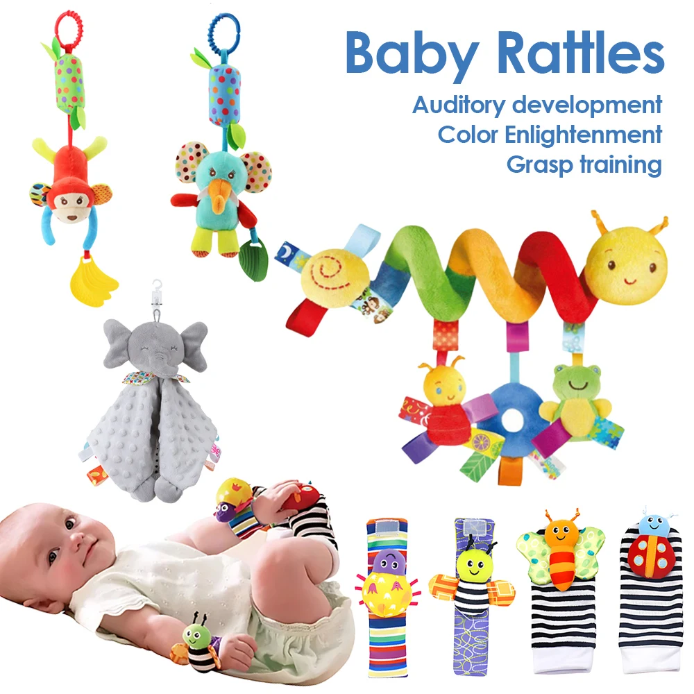 0 ~ 24 monate Baby Rasseln Weiche Plüsch Spielzeug Fuß Handgelenk Rassel set cartoon Neugeborenen Entwicklung Pädagogisches Spielzeug Für kinder Image