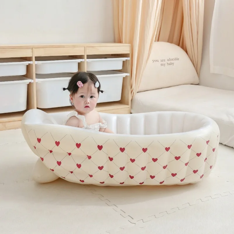 Nette Cartoon Aufblasbare Badewanne Baby Faltbare Aufblasbare Badewanne Kinder Tragbare PVC Outdoor Badewanne für Reise Baby Badewanne