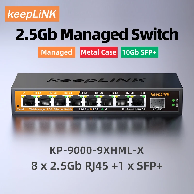 KeepLiNK 2,5 GB verwalteter Switch mit 8-Port 2,5 GB Ethernet 1-Port 10G SFP+ Image