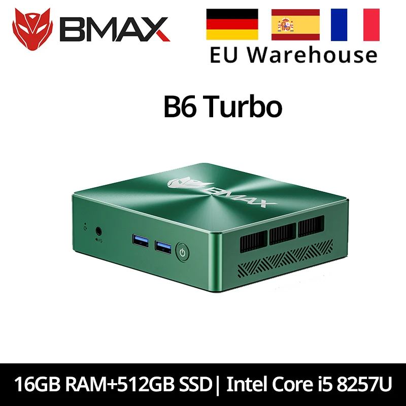 BMAX Mini-PC B6 Turbo Intel Core i5 8257U Windows 11 16GB RAM 512GB SSD HDMI USB DP Bluetooth WIFI Computer