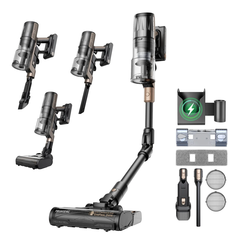 Proscenic P20 OnePass Kabelloser Staubsauger - 70KPa Saugkraft, 180° ° Biegsames Rohr, 680W Bürstenloser Motor, 70 Min. Laufzeit Nass/Trocken Image