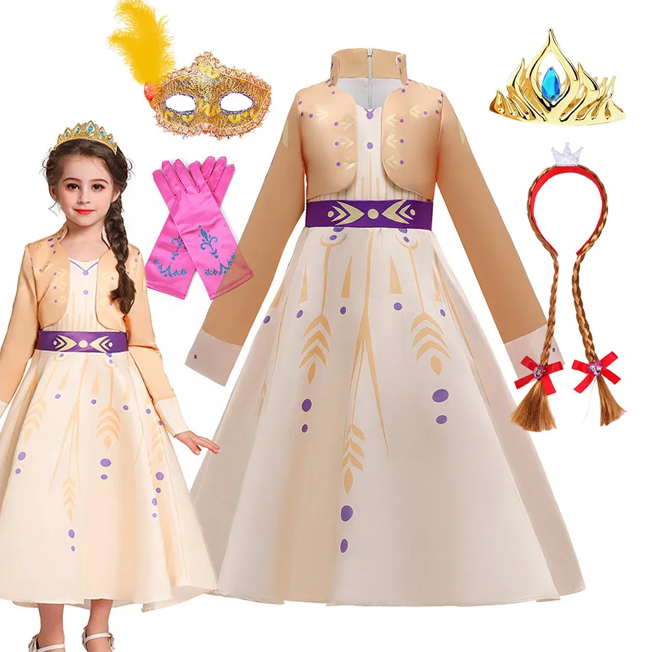 Mädchen Schneekönigin 2 Royal Anna Kostüm Deluxe Prinzessin Kleid Frozen Rollenspiel Kleinkind Elsa 2 Elegante Kleid Halloween Kleidung