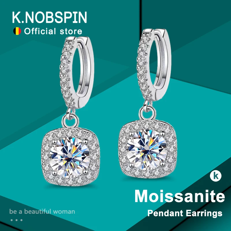 KNOBSPIN D-Farbe-Moissanit-Ohrring, 925er-Sterlingsilber vergoldet, mit Weißgold-Ohrring für Frauen, Hochzeit, Verlobung, edler Schmuck Image