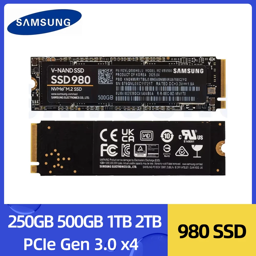 Samsung 980 SSD 250 GB 500 GB 1 TB 2 TB interne Solid-State-Laufwerk M.2 2280 TLC PCIe 3.0 x4 NVMe für Laptop-Desktop Image