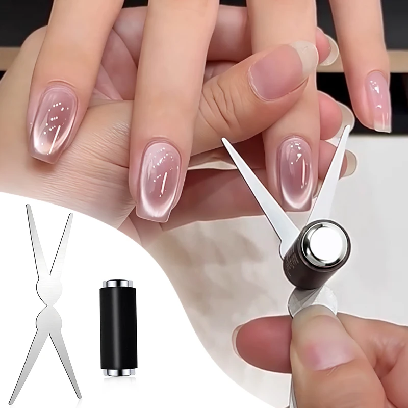 Doppelköpfiges französisches Nagelkunst-Magnet-Set, 3D starker Katzenaugen-Magnet für Nagelkunst-Gel-Lack, DIY V-förmiger Effekt, magnetisches Maniküre-Werkzeug Image