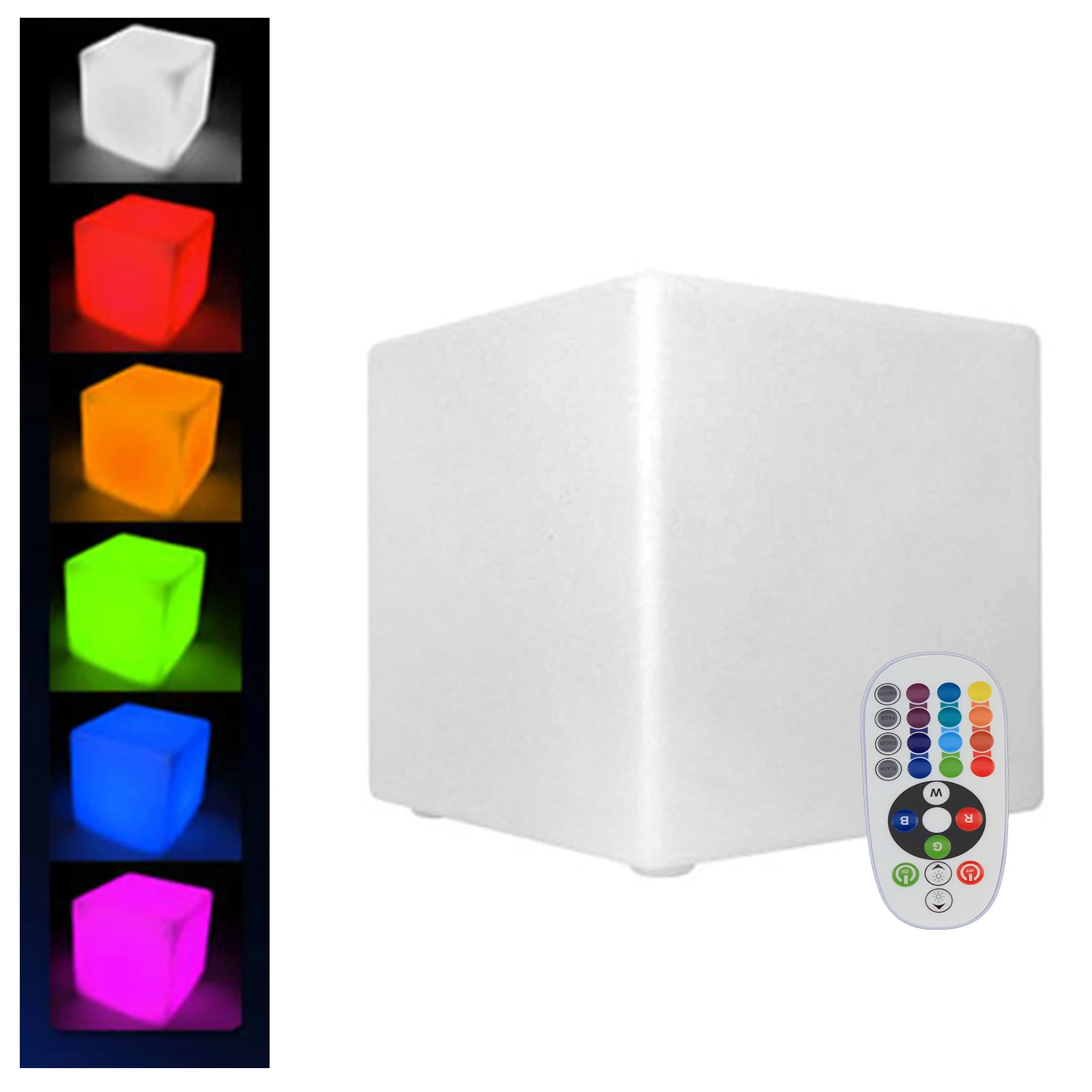 Quadratischer LED-Hocker, energiesparend, leuchtender Würfel mit Infrarot-Fernbedienung, 16 Farbblitzmodi, Barhocker