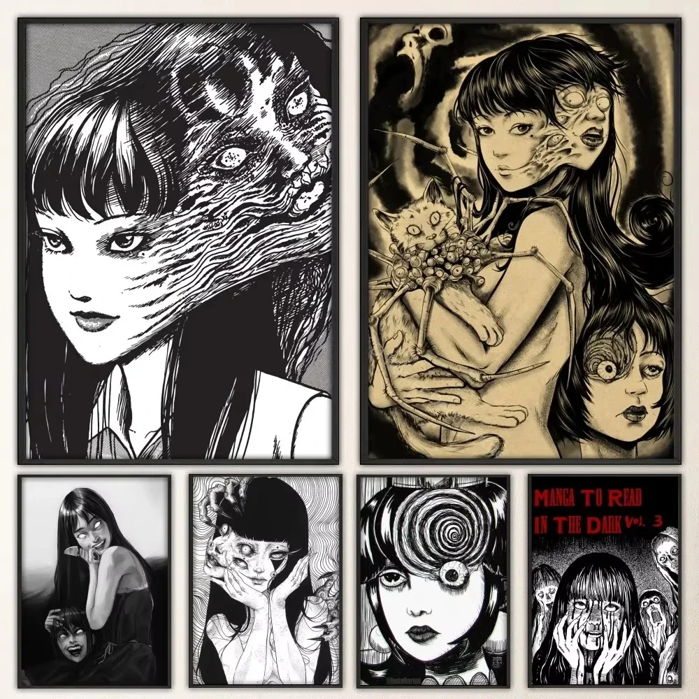 Hot Japan Anime Junji Ito Leinwanddrucke Poster Horror Thriller Dunkle Ästhetik Wandkunst Dekoration Kunst Poster Fans Geschenke Image
