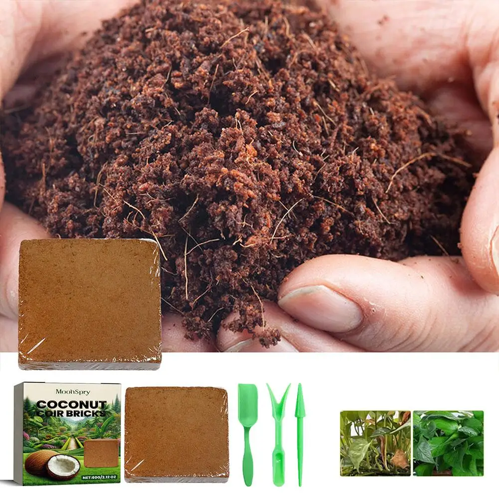 Kokosfaser-Ziegel - Organisches Substrat für Blumenerde, Verbessert Bodenbelüftung & Wasserrückhaltung für Gartenbepflanzung Image