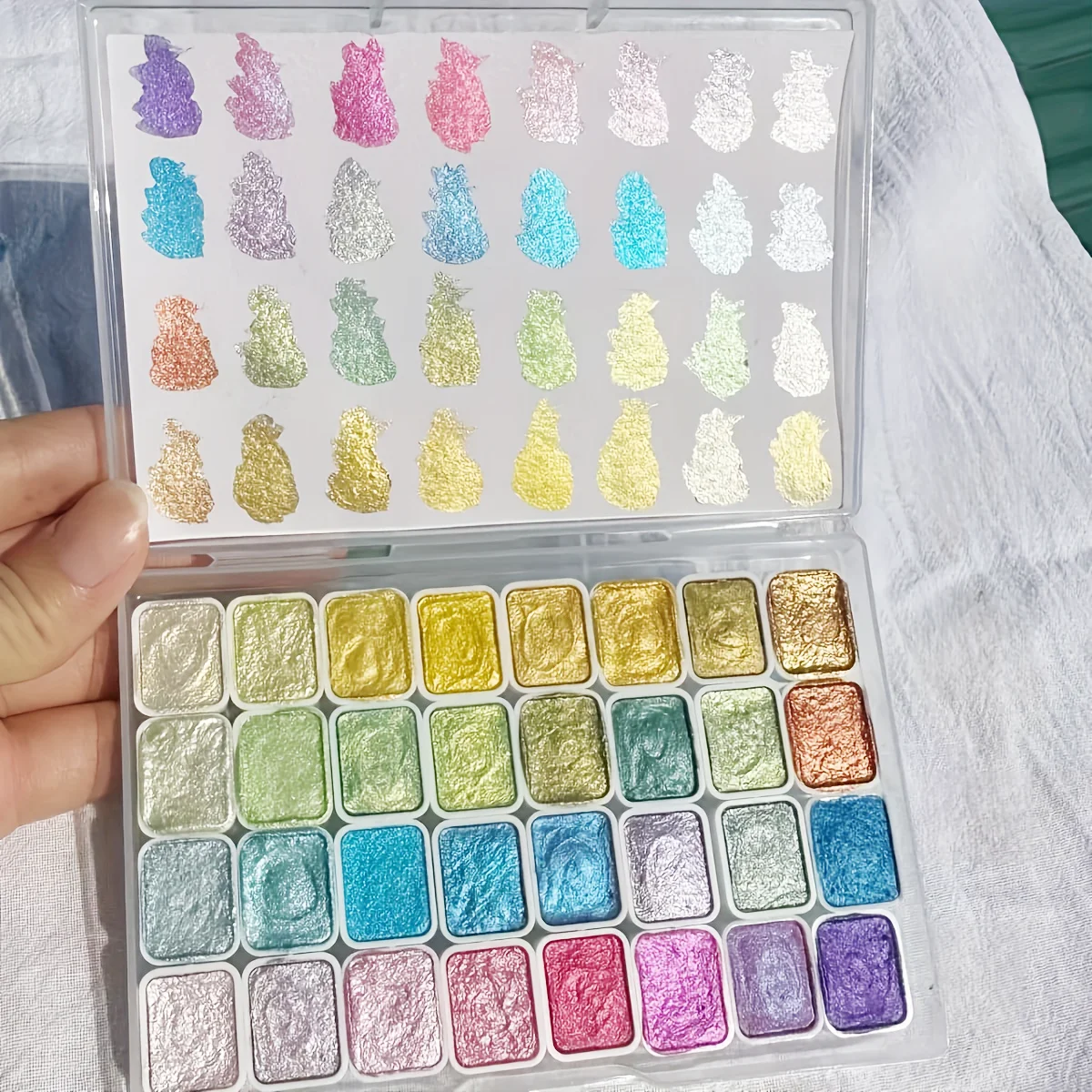 32-Farben-Metallic-Multi-Paint-Set – Verbessern Sie die Aquarellarbeiten mit glamourösen Details, ein glänzendes Essential für alle kreative Malerei Image