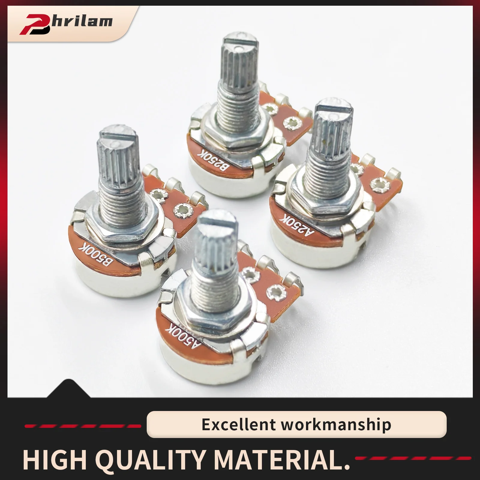 Mini-Gitarren-Potentiometer, Audio-Lautstärkeregler, langer Stange, geeignet für den Austausch von E-Gitarren, Bass, Gitarren und Bass (lange Achse 18). Image