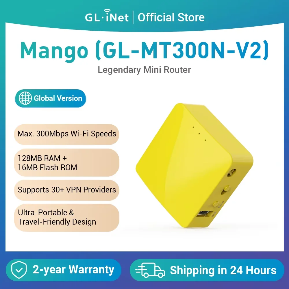 GL.iNet-MT300N-V2(Mango) Tragbarer Mini-Reise-Wireless-Taschenrouter – WLAN-Router/Zugang Image