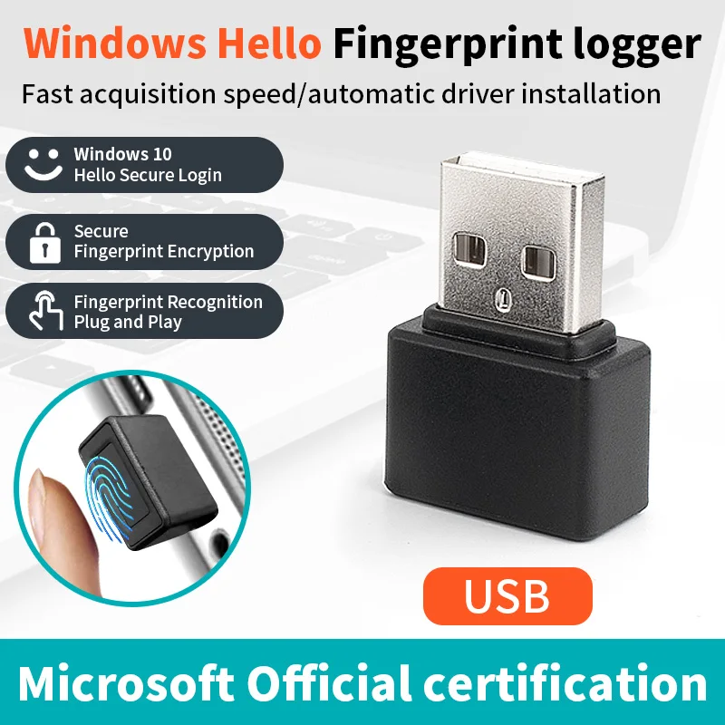 Mini-USB-Fingerabdruckerkennungsgerät, Biometrie, Sicherheitsschlüssel, PC, Laptop, Windows 10, 11, Hallo Fingerabdruckleser, Modul-Scanner Image