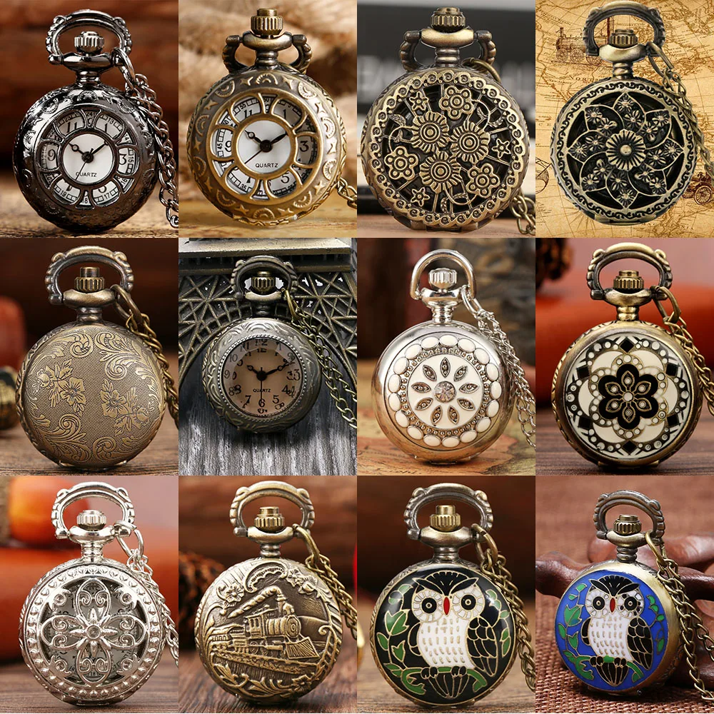 Schöne Mini Halskette Taschenuhr Quarz Arabischen Ziffern Zifferblatt Anhänger Kette Antike Tiny Uhr Geschenke für Kinder Frauen
