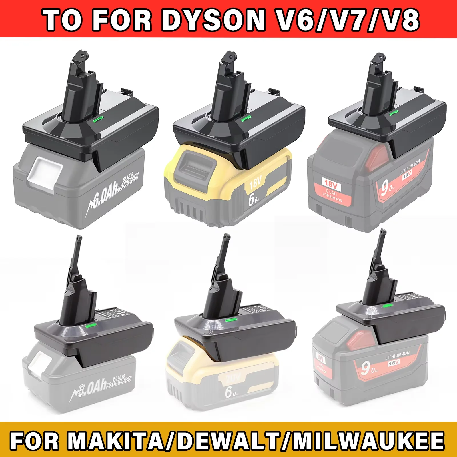 Adapter für Makita/Dewalt/Milwauke 18V Lithium-Batterie-Wandler für Dyson V6 V7 V8 Serie Staubsauger Werkzeug DC58/SV11/SV10 Image
