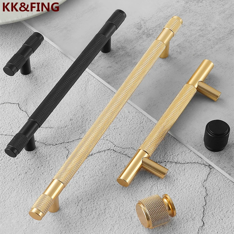 KK&FING Goldfarbene Rändelgriffe für Schrank und Schublade, Kleiderschrankgriffe aus Aluminiumlegierung, Küchenschrankgriffe, gerändelte Schubladenknöpfe Image