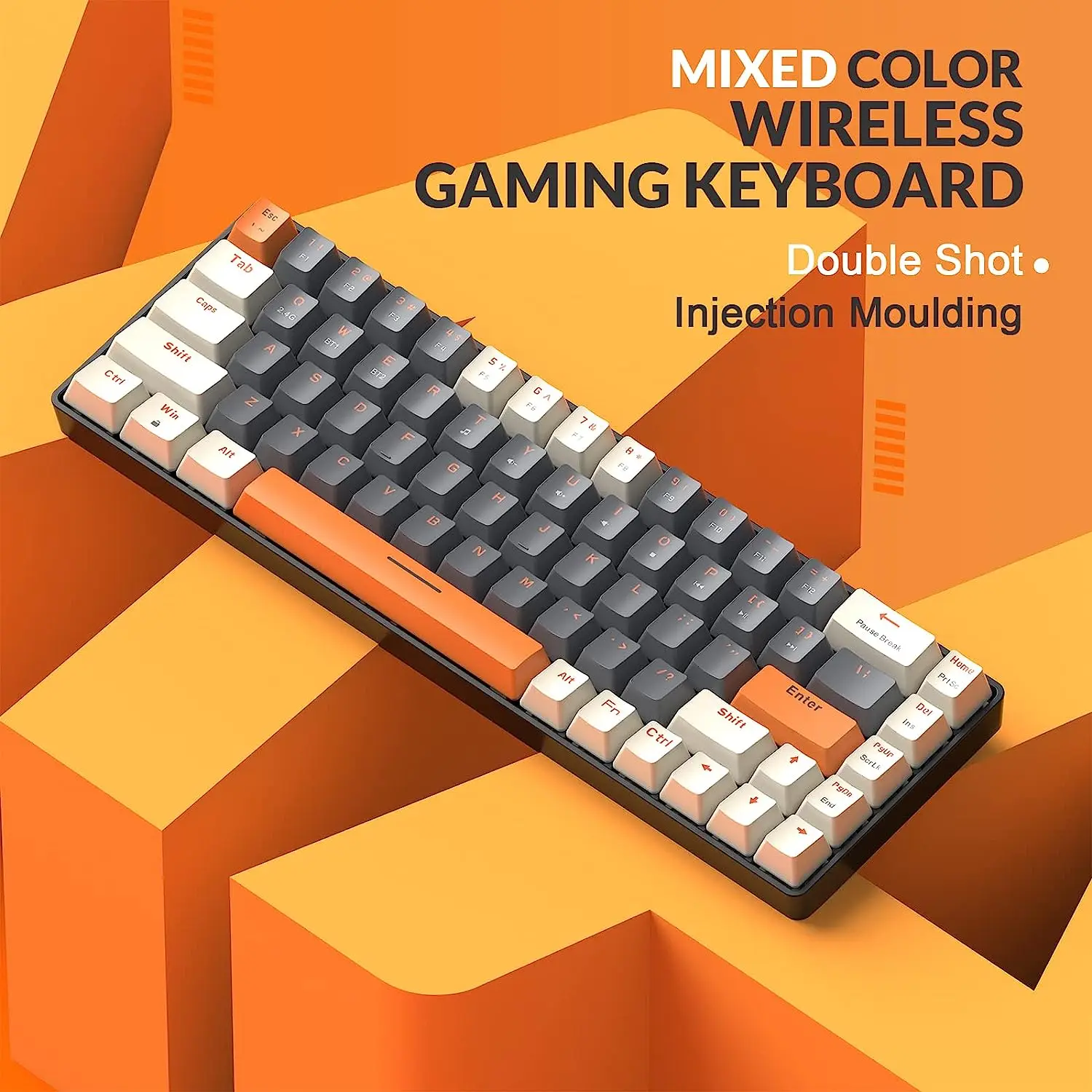 Rk68 5.0 drahtlose mechanische Tastatur, Bluetooth 2,4/GHz mit 2-in-1-Dual-Mode-Empfänger, 68-Tasten-Hot-Swap-Gaming-Tastatur Image