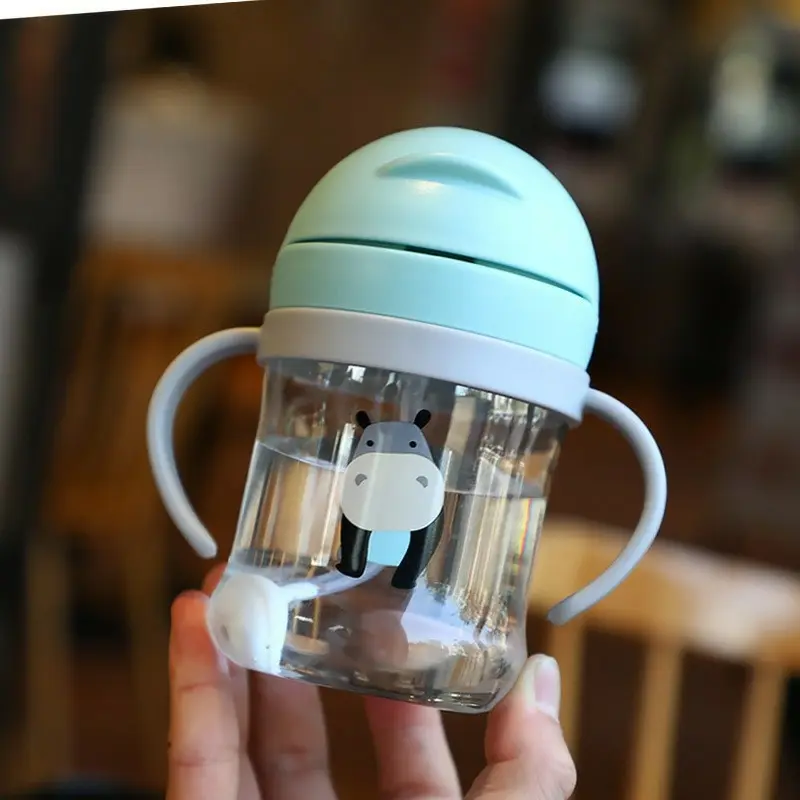 Kinder-Wasserflasche, 250 ml, auslaufsicherer Schnabeltasse mit Schwerkraftkugel, Strohhalm mit breiter Öffnung für Kleinkinder, Babybecher, automatisch versiegelnder Strohhalmbecher Image