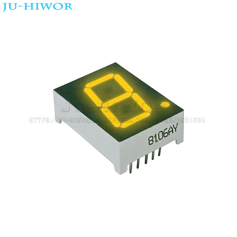 10 Stück 10 Pins 8106AY 8106BY 0,8 Zoll 1 Ziffern Bits 7 Segment gelbe LED-Digitalanzeige Digitron gemeinsame Anode Kathode C-A C-C Image
