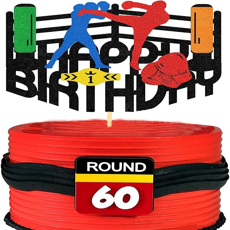 Boxen Kuchen Topper Alles Gute zum Geburtstag Pugilismus Sport Handschuhe Kampf Junge Party Baby Dusche Cupcake Dekoration Backen Liefert DIY Image