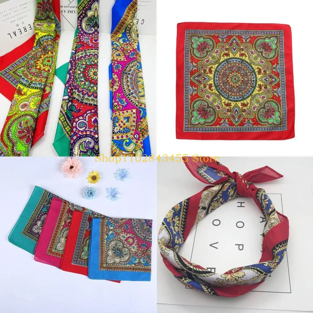 49MC Bandana Kopftuch Unisex Hip Hop Buntes Paisley Haarband Halstuch Sport Handgelenkwickel für Kopf Quadratische Schals Image