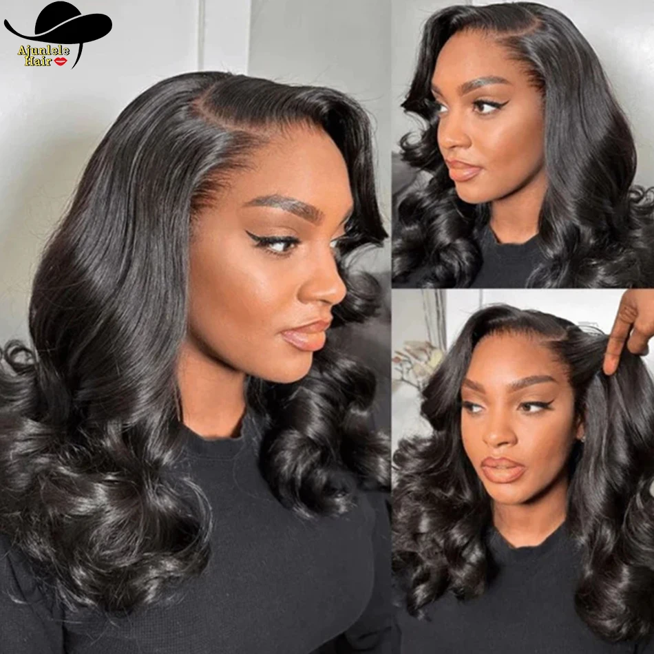 Malaysisches Haar, gewellt, kurze Bob-Perücke, 180 % Dichte, 4 x 4 Spitzenverschluss, 100 % Echthaar-Perücke, 100 % reines Haar, 13 x 4 Spitzen-Frontal-Perücke Image