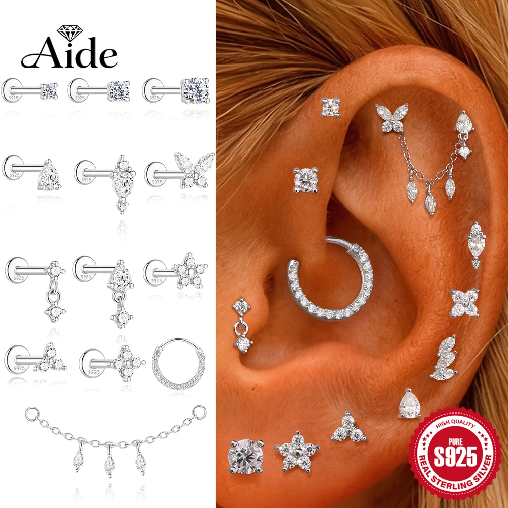 AIDE 925 Sterling Silber 1 STÜCK Mini Moissanit Vier-Klauen Schraube Ohrstecker Casual Design DIY INS Ohrstecker für Dame Schmuck