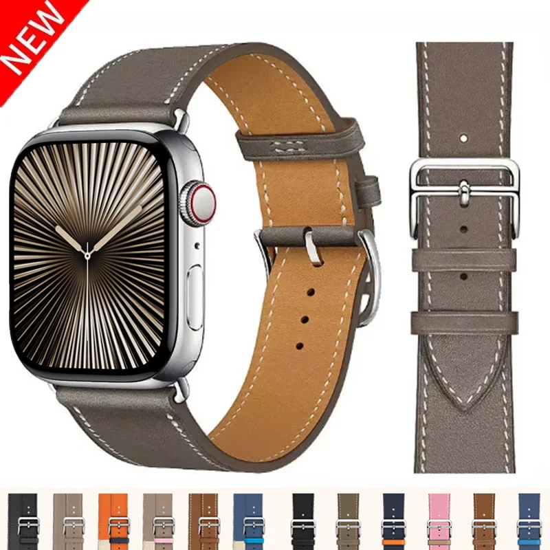 Leder-Uhrenarmband für Apple Watch-Armbänder 46 mm 44 mm 41 mm 45 mm 38–42 mm 40 mm 49 mm Armband iWatch-Serie 10-Ultra 9-8-7-SE-6-5-4-3 Image
