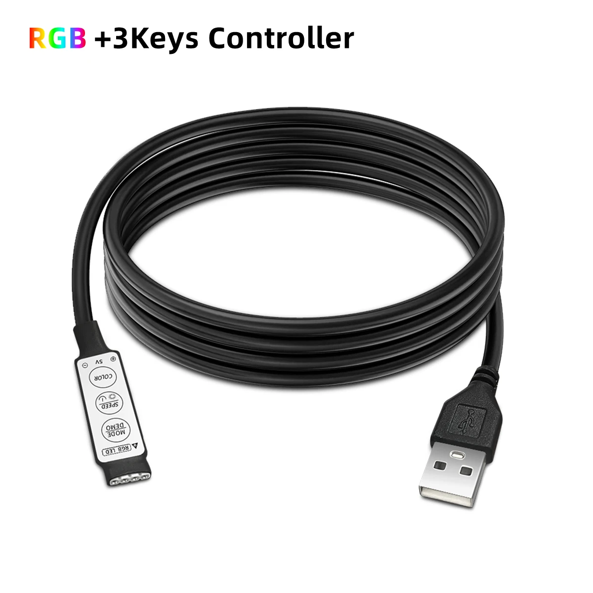 RGB-Controller DC 5V USB-Anschlüsse Anschluss kabel 4-polige Leitung 3 Tasten Dimmer für SMD/LED-Streifen Lichter Helligkeit einstellen Image