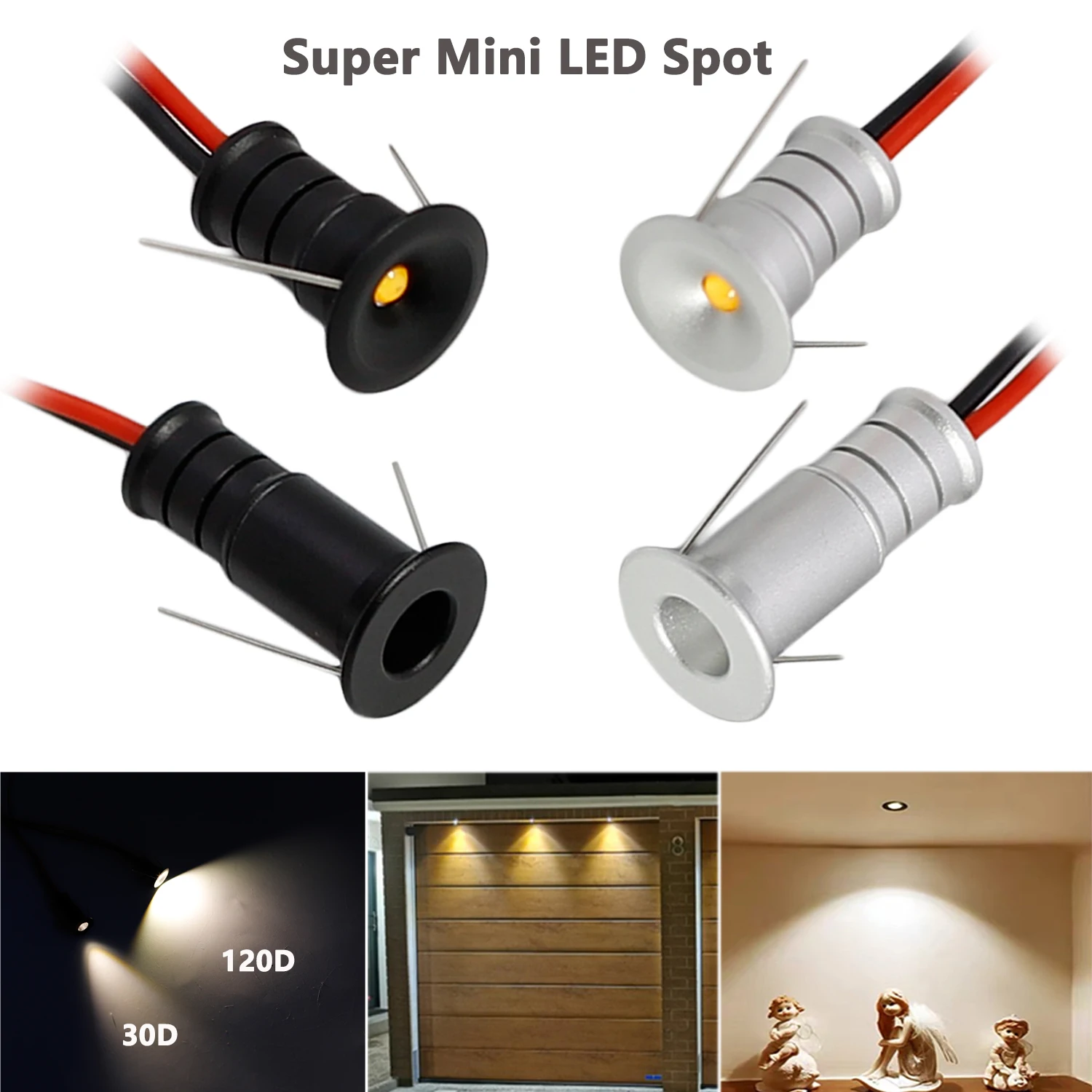 Kleines Spotlicht, 0,5 W, Mini-LED-Strahler, 12 V, dimmbar, 10 mm Ausschnitt, Einbau-Downlight, Deckenleuchte, Vitrine, Display-Beleuchtung