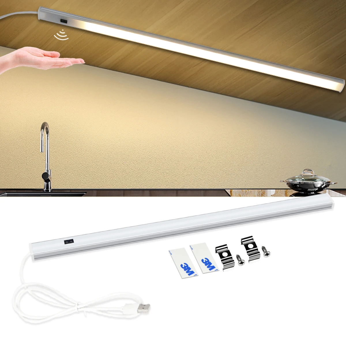 30/40/50 cm Aluminium Profil USB LED Bar Licht Streifen 5 V Hand Scan Motion Sensor Küche lampe Badezimmer Schlafzimmer Schrank Beleuchtung